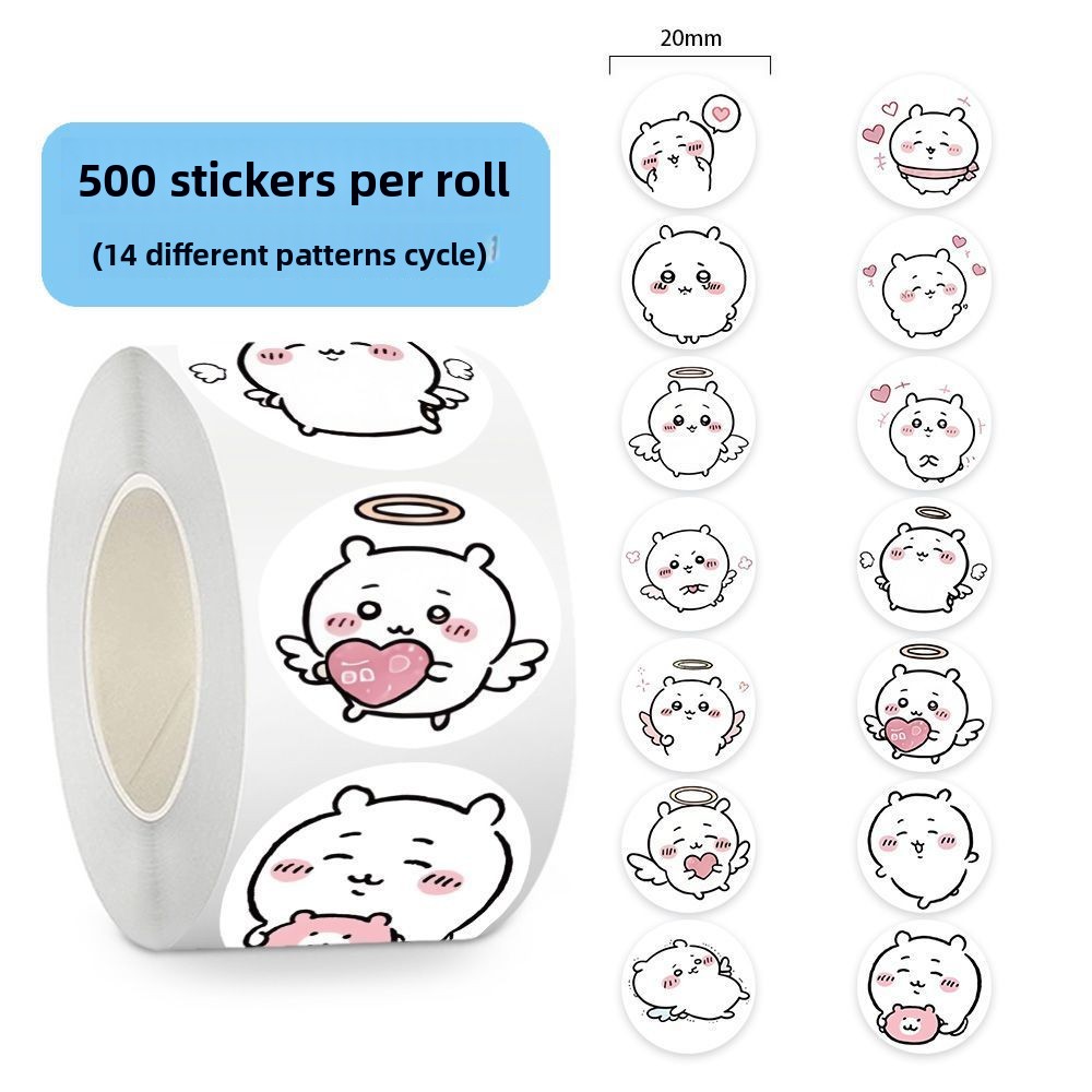 Sticker Label Roll - Rouleau d'autocollants jiyi, 500 pièces, Kawaii