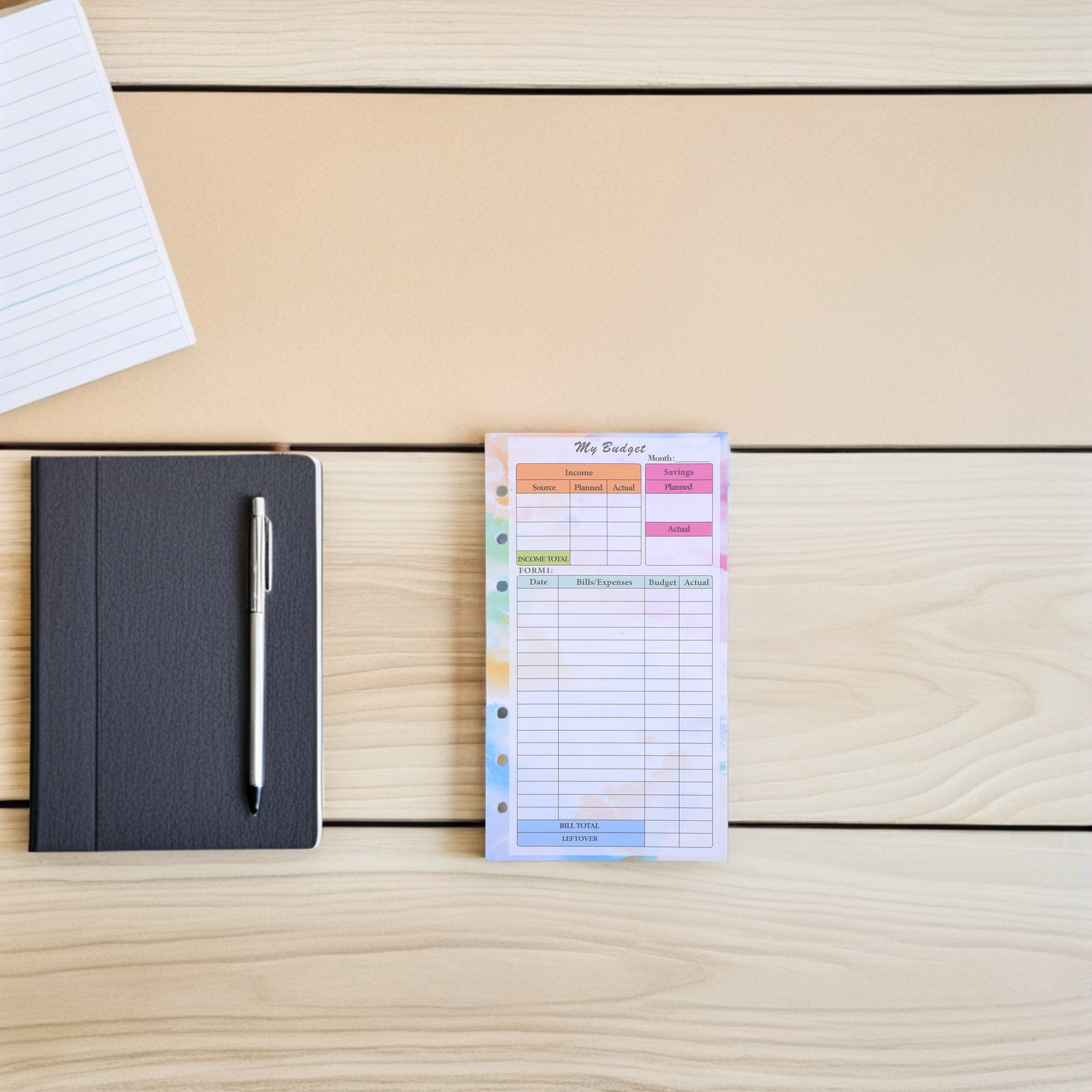 Planner Weekly Budget - 28 feuilles de recharges A6 pour