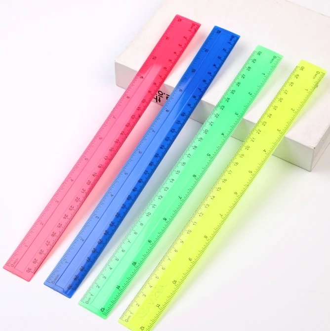 Ruler Set Transparent - Règles droites en plastique transparent coloré,