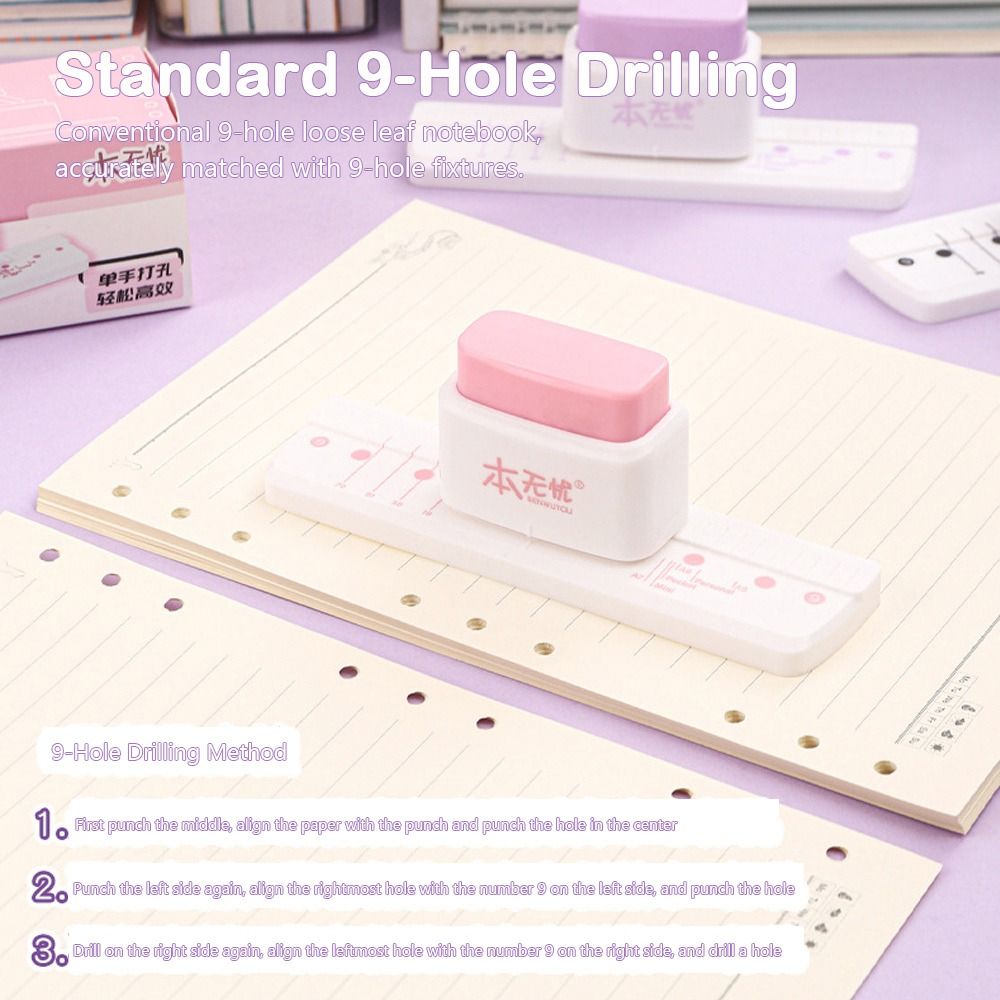 Paper Punch 3 Hole - Perforatrice manuelle mini 3 trous, multicolore,